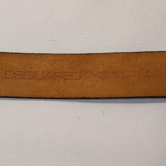 Dsquared2 Belt Mens Large Brown Leather Brass Buckle Made in Italy Embossed - Picture 4 of 11
